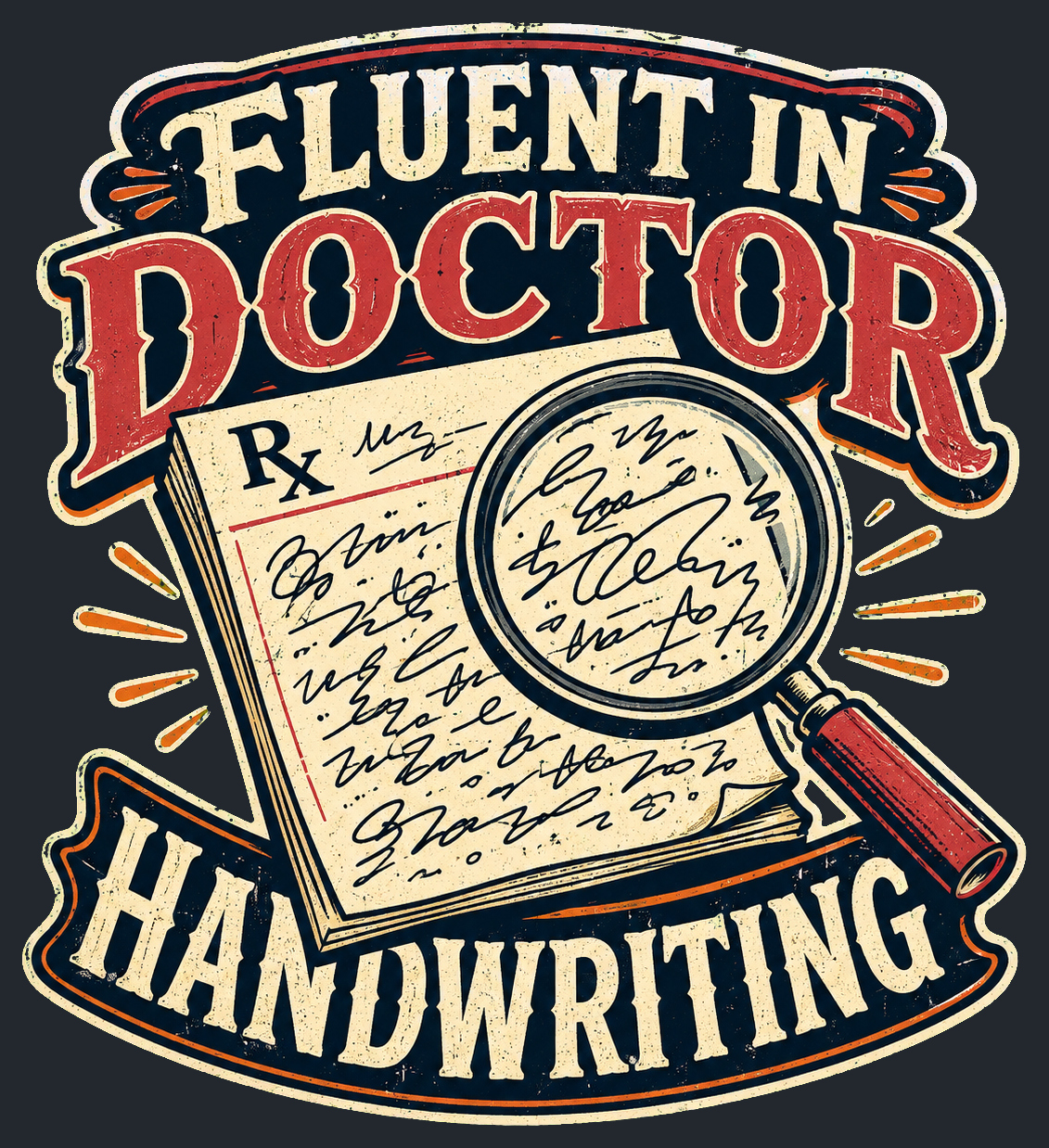Close-up of the Fluent in Doctor Handwriting artwork
