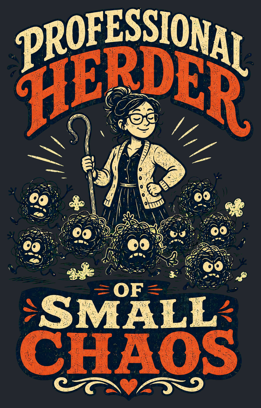 Close-up of the Professional Herder of Small Chaos artwork